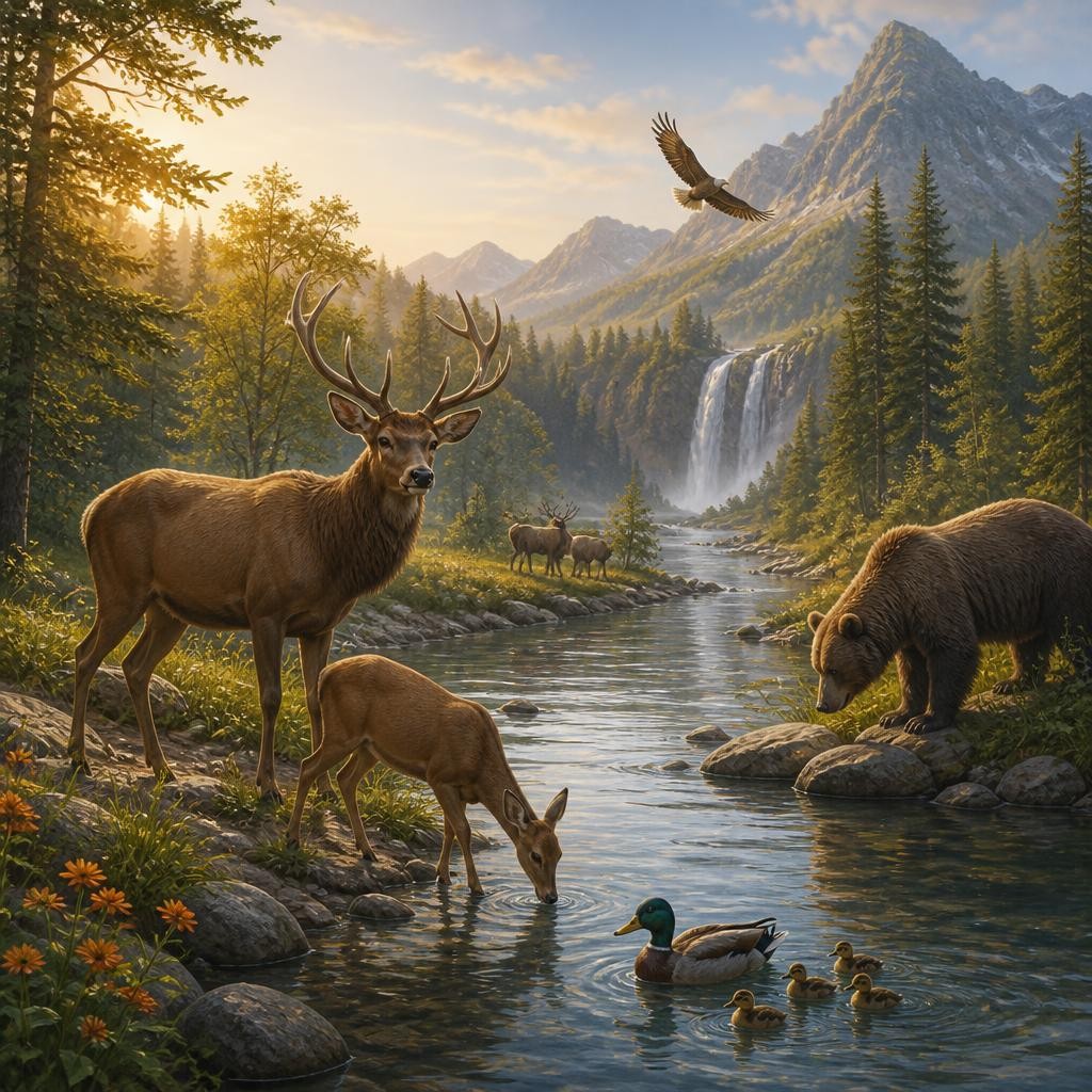Illustration for the English word “wildlife”