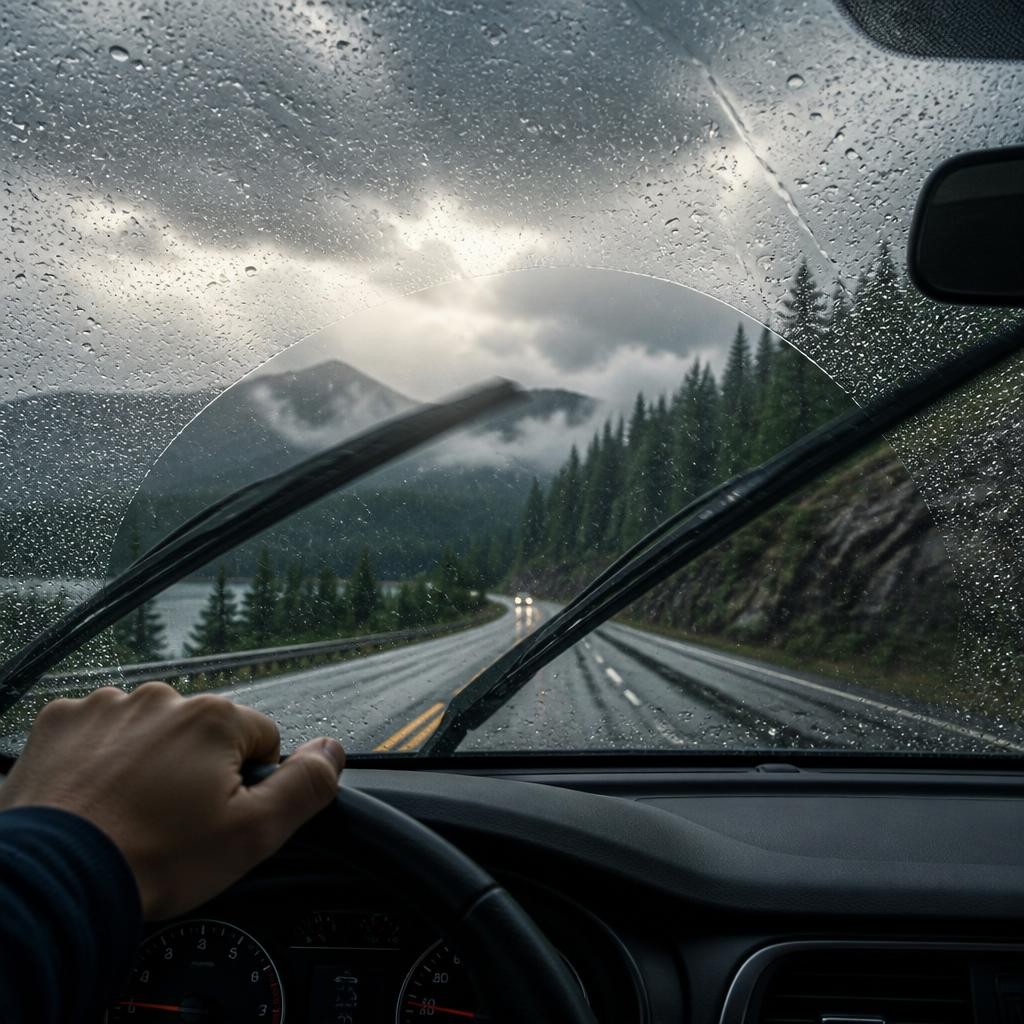 Illustration for the English word “windshield”