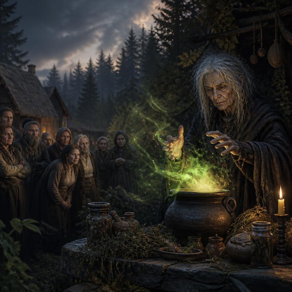 Illustration for the English word “witchcraft”