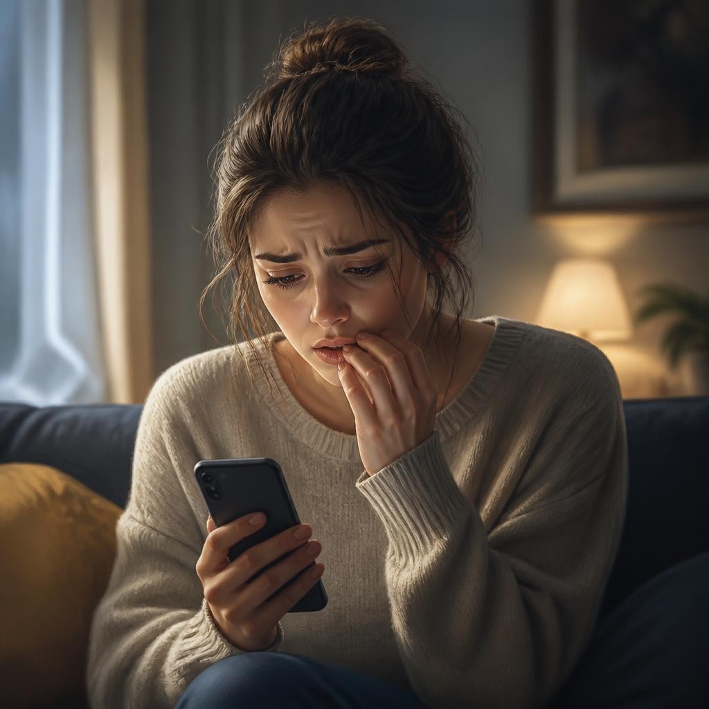 Illustration for the English word “worried”