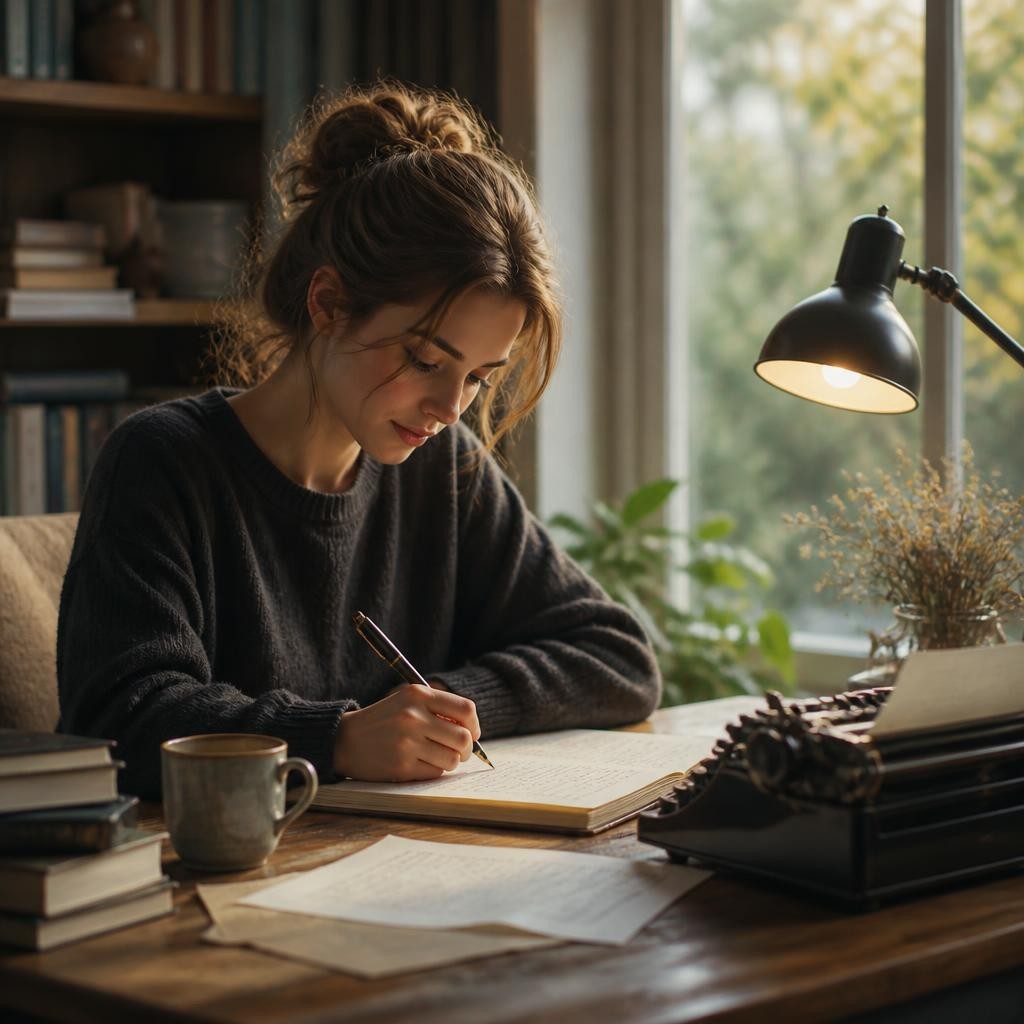 Illustration for the English word “writer”