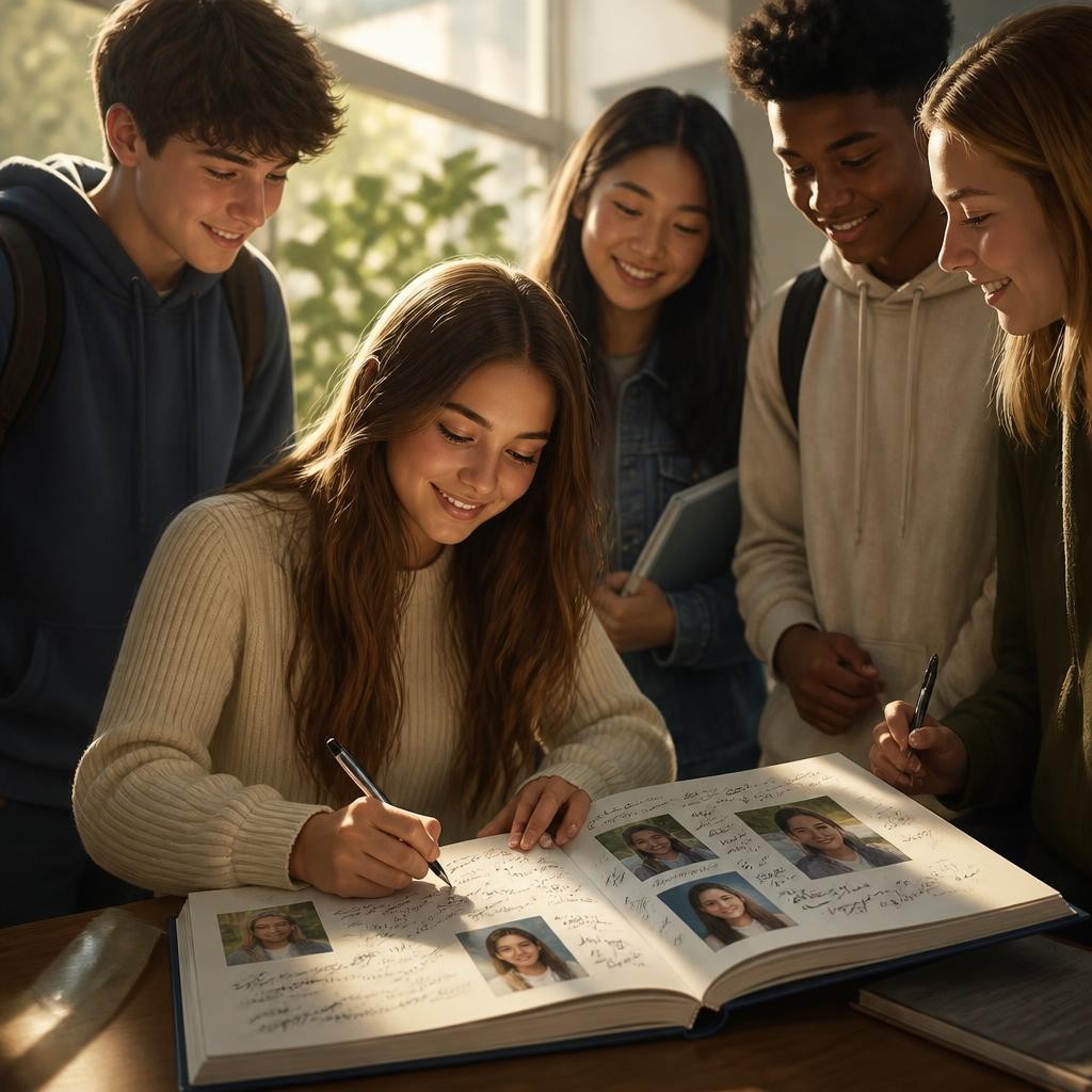 Illustration for the English word “yearbook”