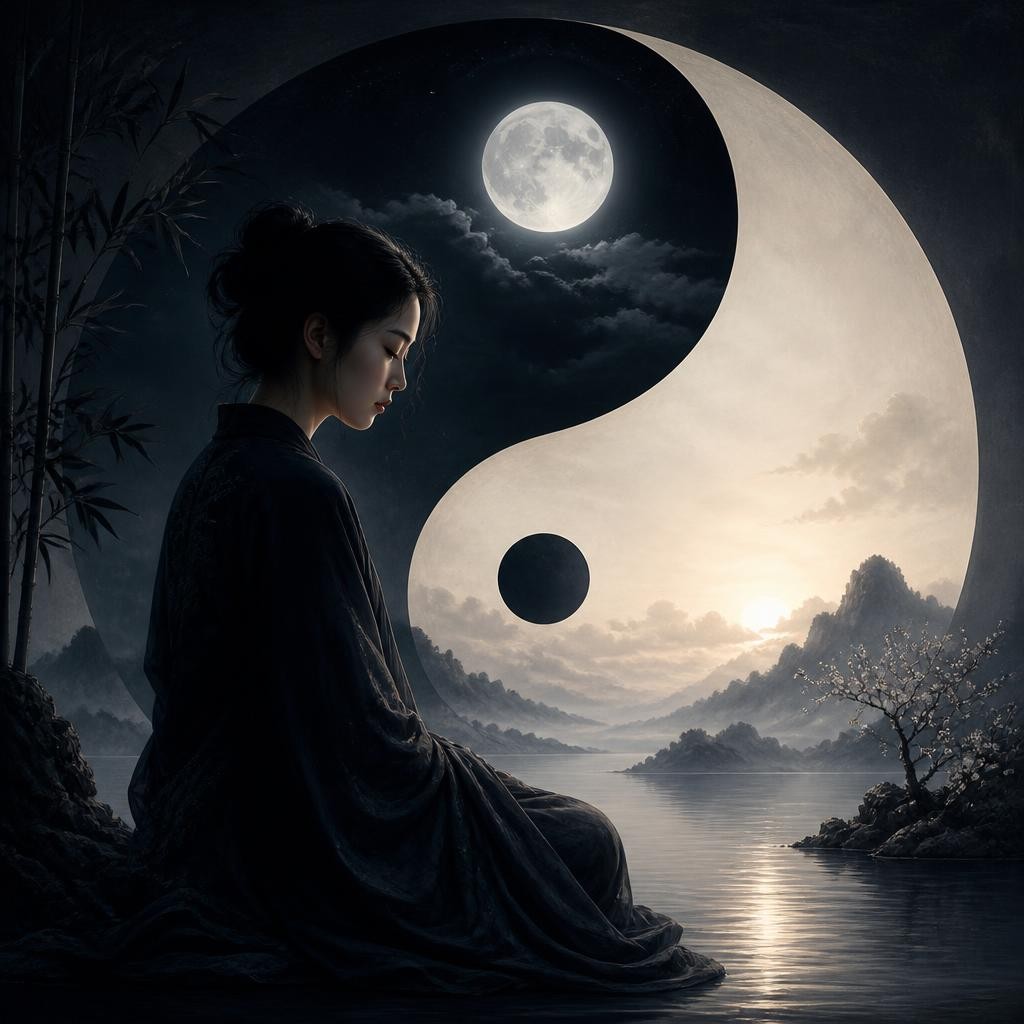 Illustration for the English word “yin”