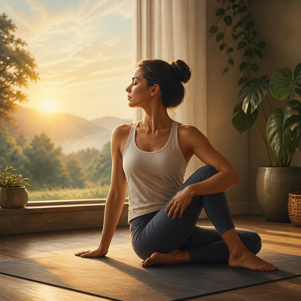 Illustration for the English word “yoga”