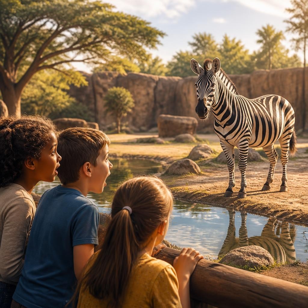Illustration for the English word “zebra”