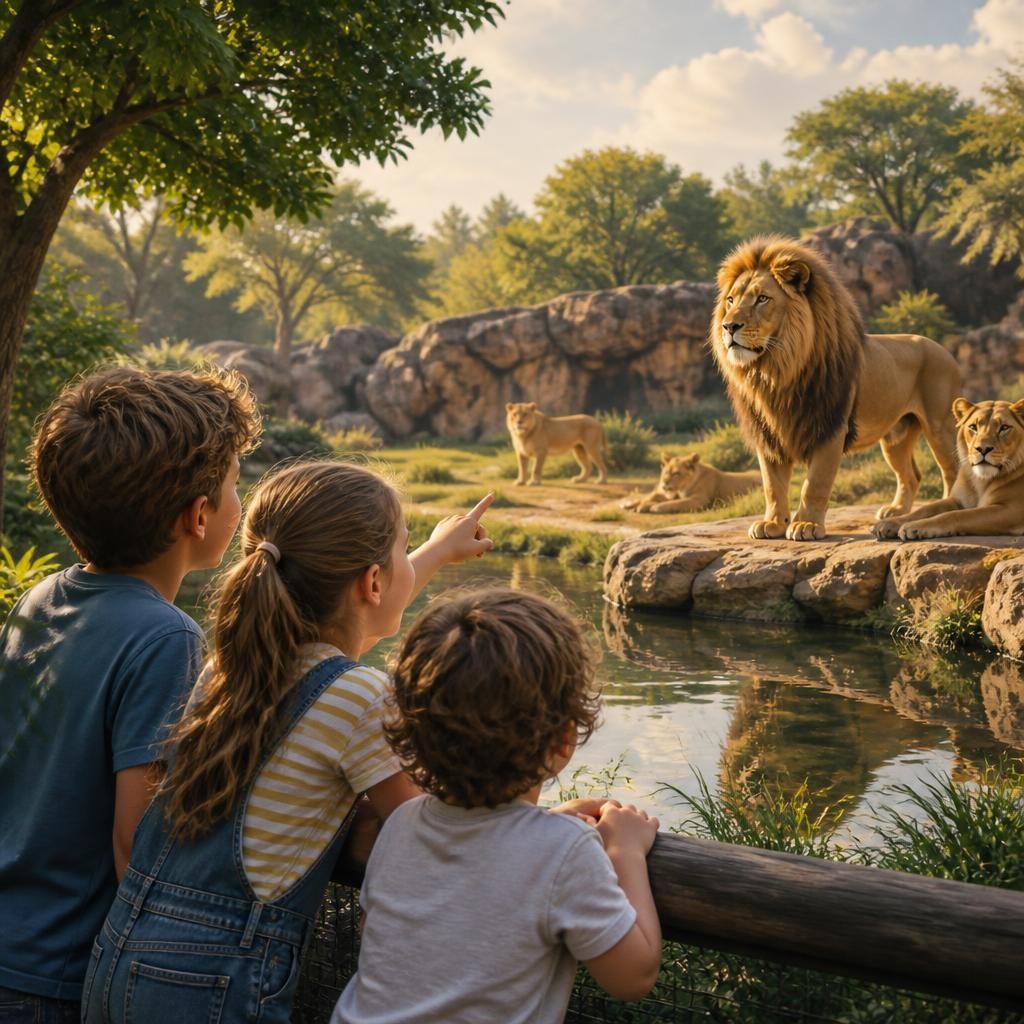 Illustration for the English word “zoo”